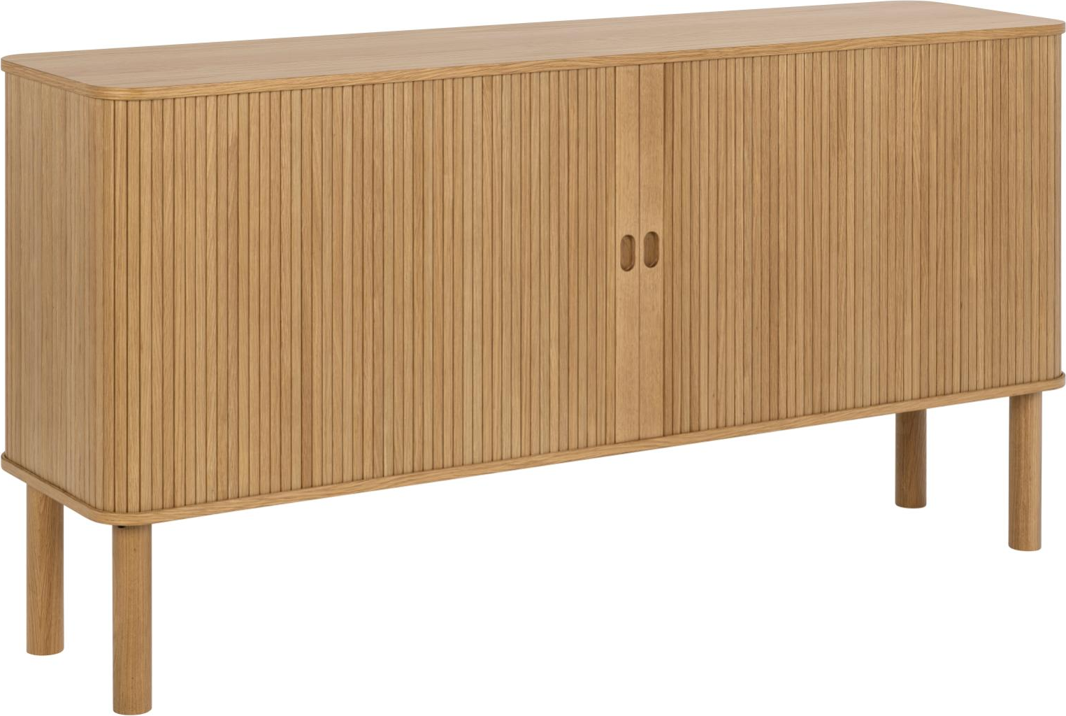 Skænk Signature Delina i egetræsfinér - Elegant opbevaringsmøbel med hylder 160x40x80 cm