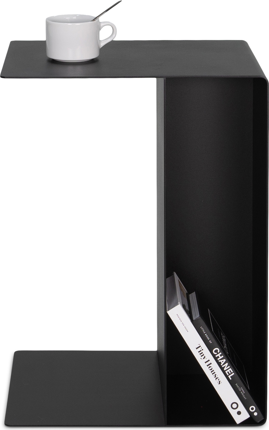 Udendørs sidebord Spinder Design Slide sort stål med åben hylde H54×B30×D40 cm