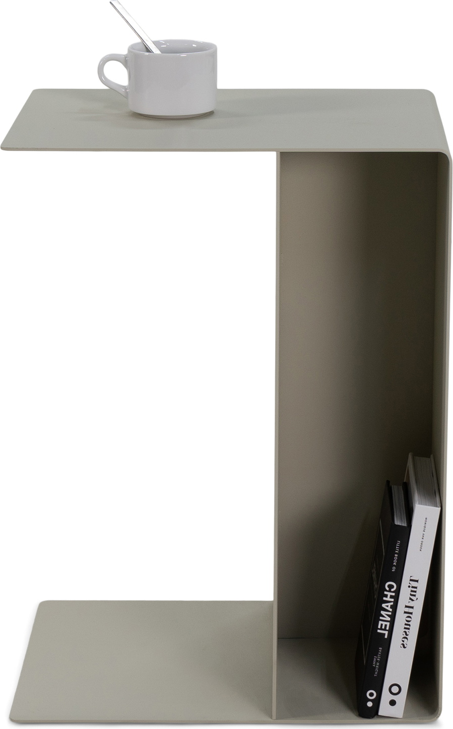 Sidebord Spinder Design Slide S-formet stål vendbart sand H54â×âB30â×âD40âcm med hylde