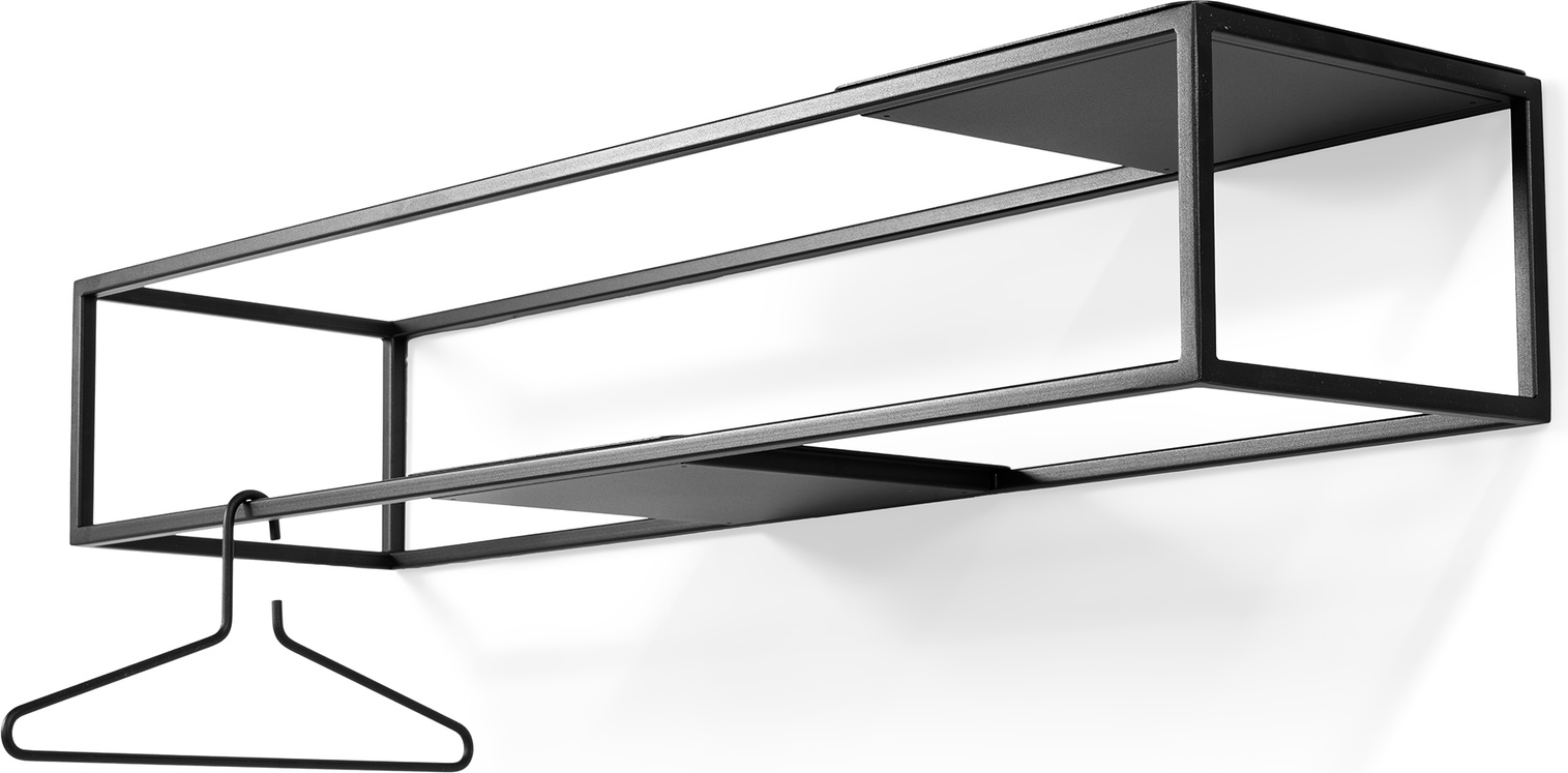 Knagerække & væghylde Spinder Design Strato sort stål 118 cm
