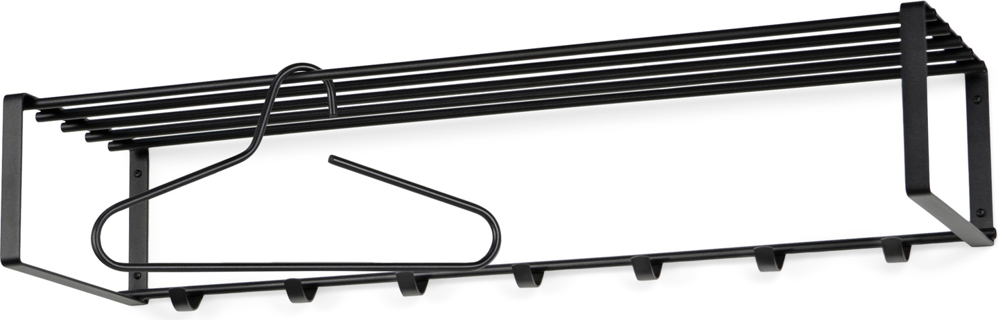 Knagerække med hattehylde Spinder Design Rex 9 knager sort stål 100 cm