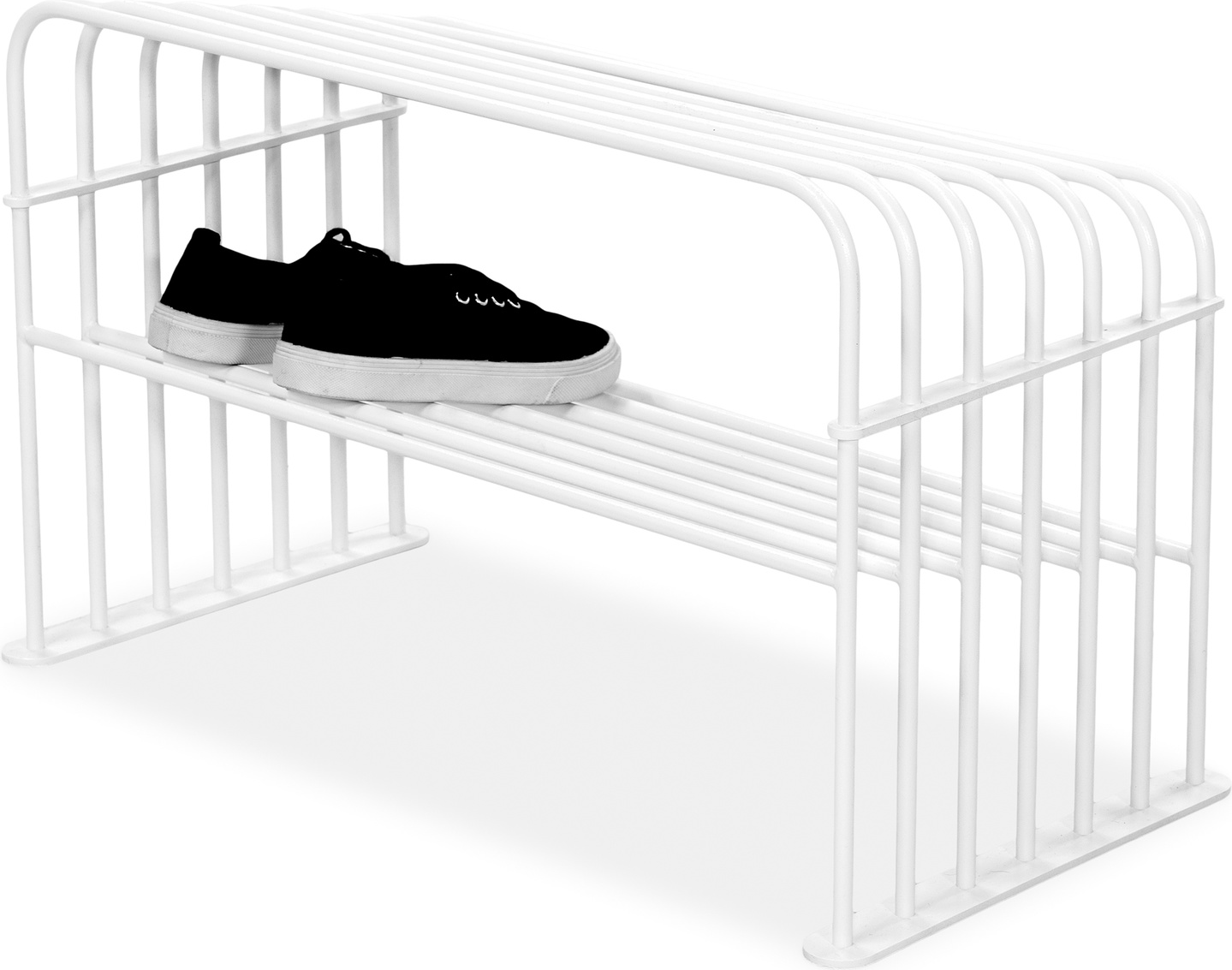 Skoreol/skohylde Spinder Design Grid hvid pulverlakeret stål H40,5×B70×D70 cm