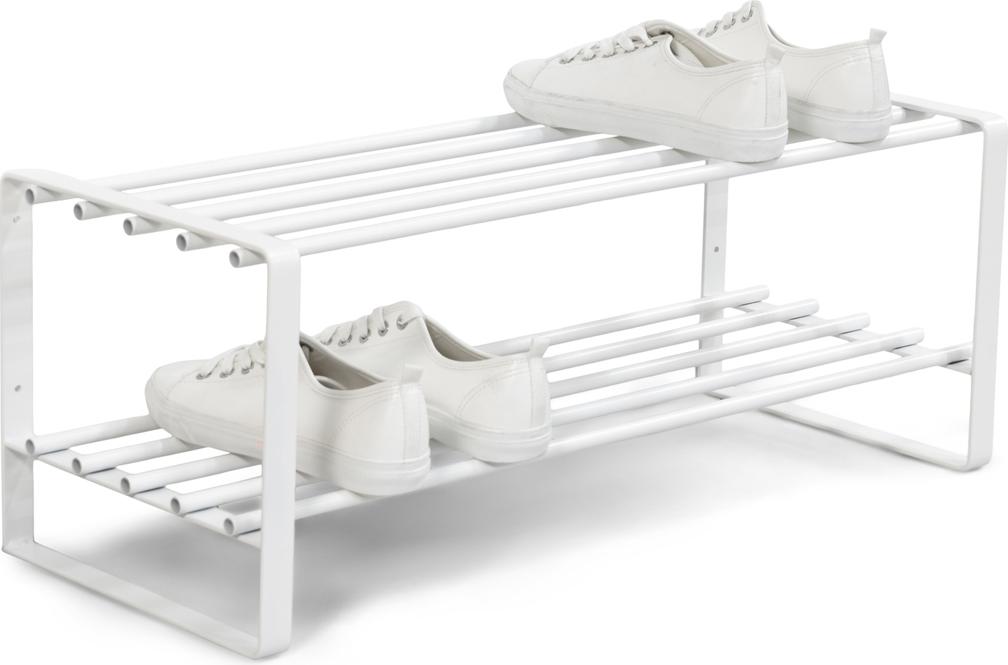 Skohylde Spinder Design Rex væghængt i hvidt stål H29xB70xD27 cm - plads til 6 par sko