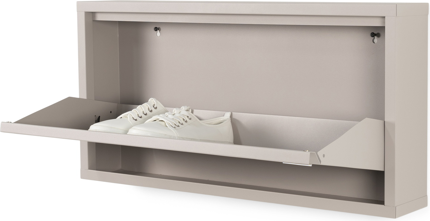 Skoskab Spinder Design Billy taupe i stål 37,5×75×12,5 cm væghængt skoreol med skuffe