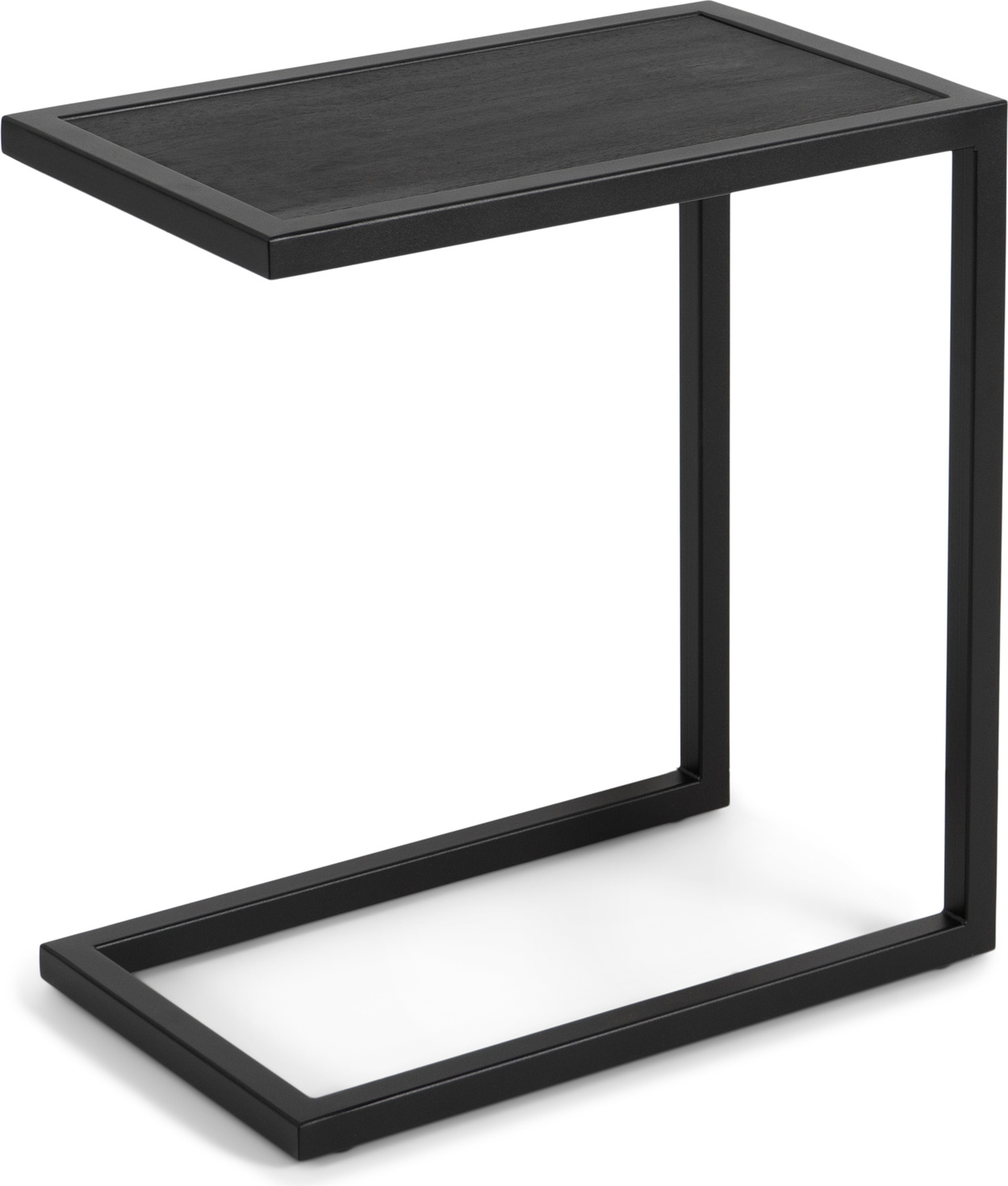 Udendørs sidebord Spinder Design Divani sort stål & børstet egetop Ø58×H54 cm