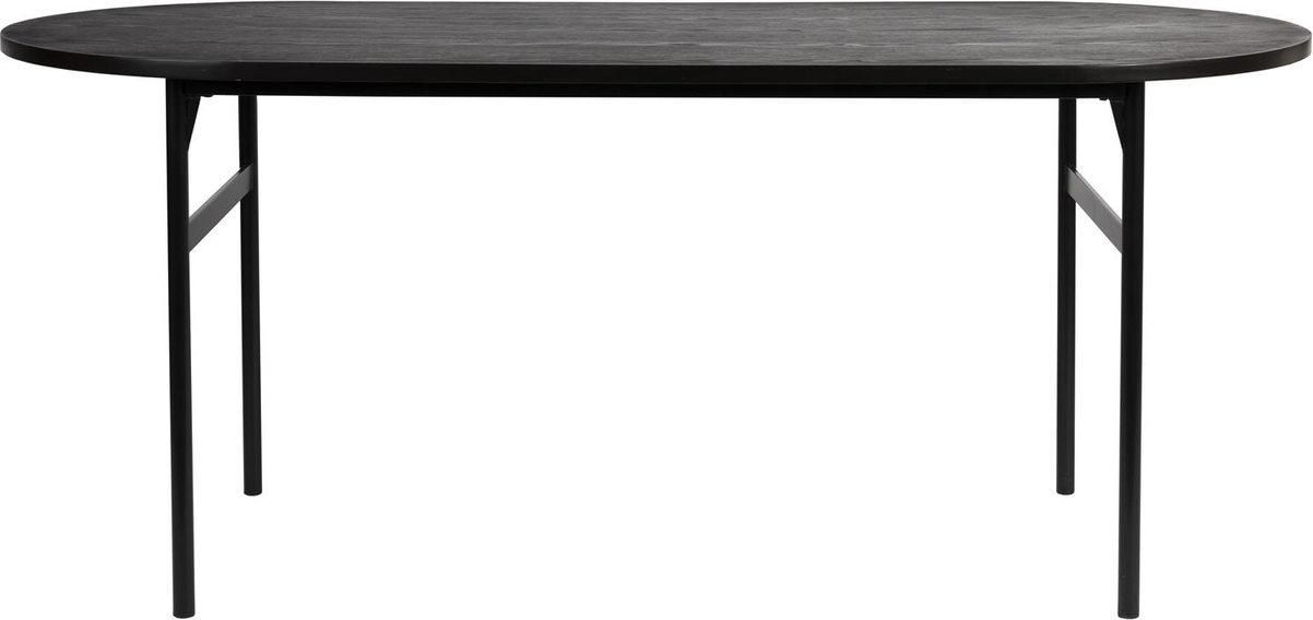 Spisebord Studio White Marcio oval 180x80 cm mørk natur finér MDF sort metalstel