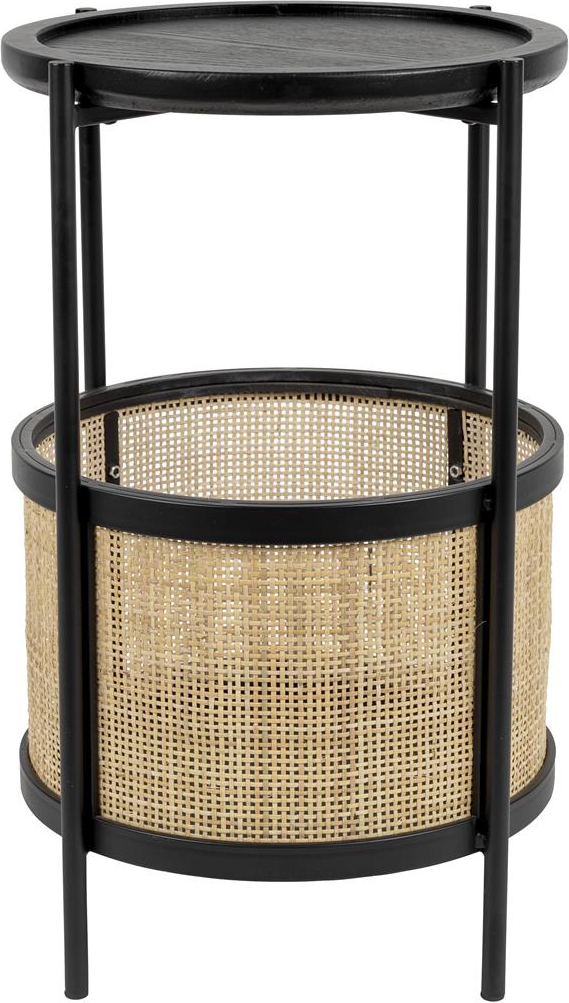 Sidebord/Småbord Studio White Makoto Ø30 x H50 cm antracit flettet rattan