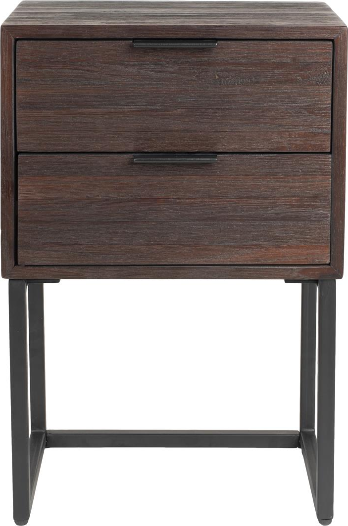 Sidebord Studio White Webster askegrålakeret teak og sort jernramme 61×40×30 cm