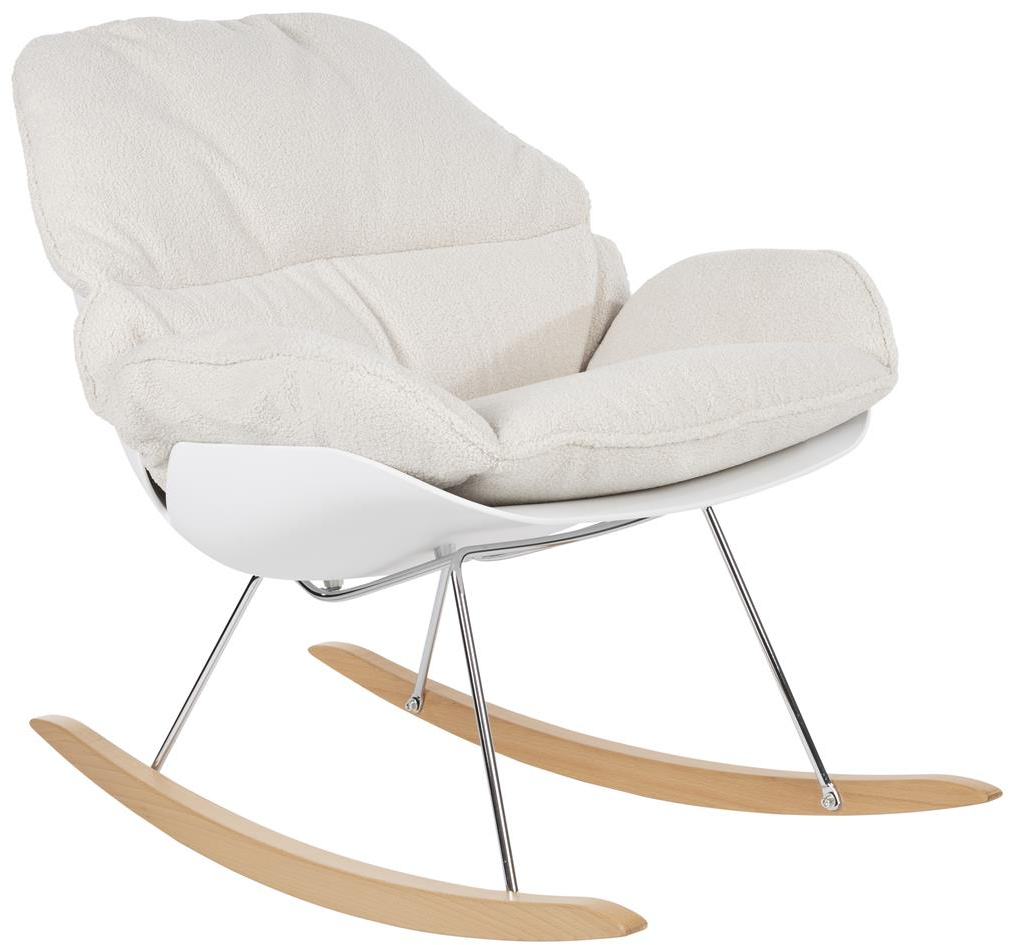 Loungestol Studio White Rocky lænestol perlemor stof bøgtræ og jern B76×D98×H84 cm