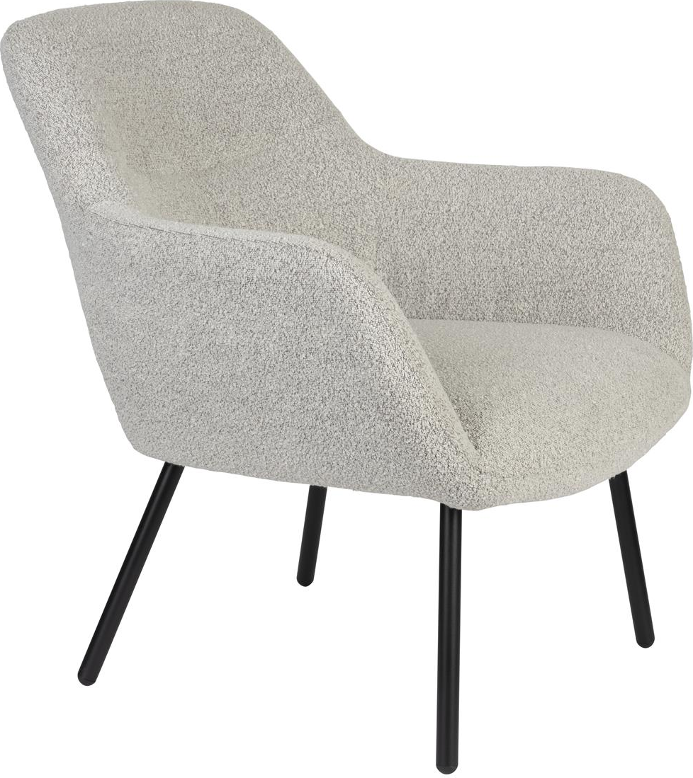 Loungestol Studio White Dude med polstret polyester og sølvfarvet stålramme H80xB77xL76 cm beige