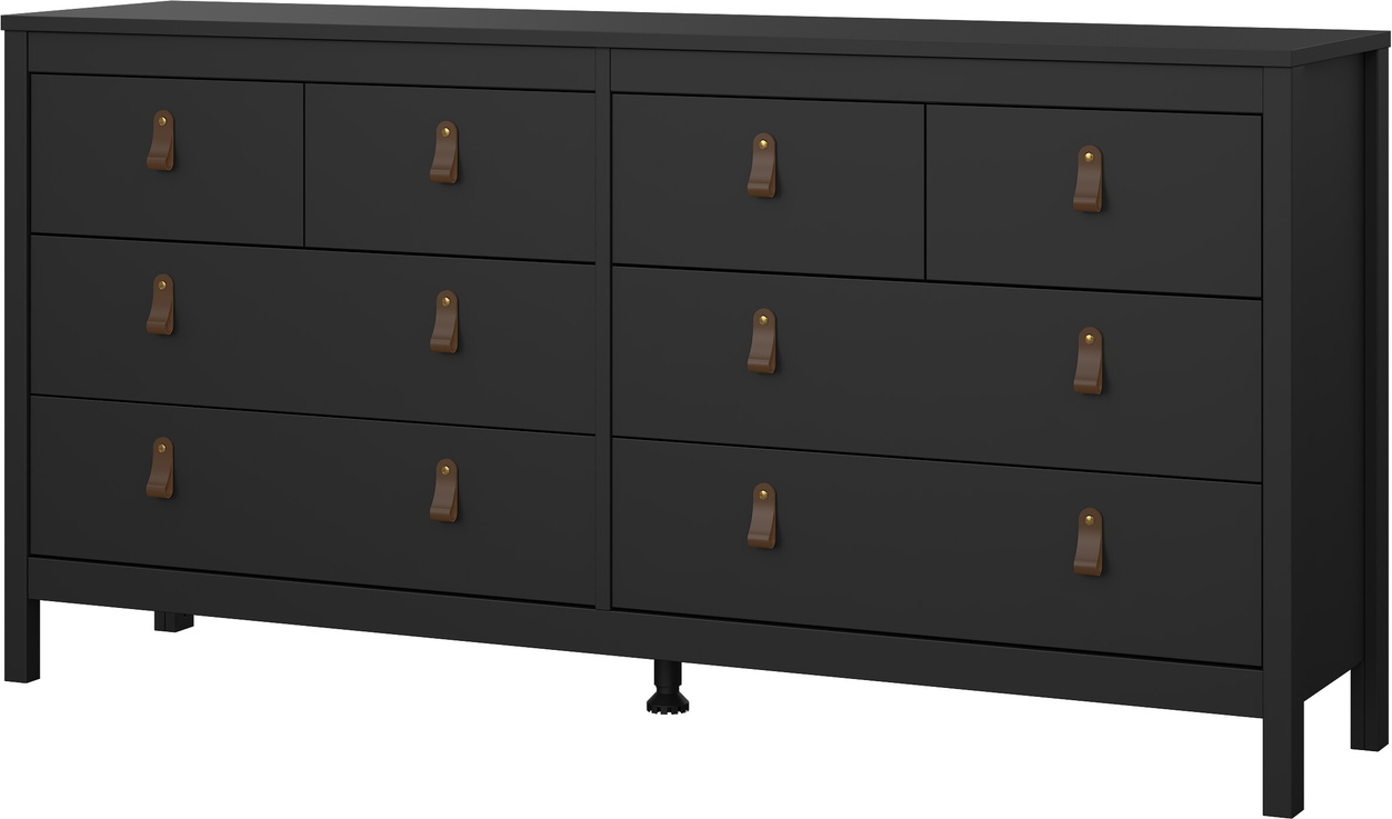 Dobbeltkommode Vesterholm Lunor, mat sort, 8 skuffer, B160 × D38 × H80 cm, dansk produceret, FSC-certificeret