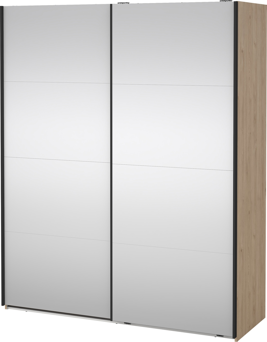 Garderobeskab Vesterholm Arden 2 skydedøre med fuldlængdespejl Jackson Hickory B178,5xD66,6xH221 cm