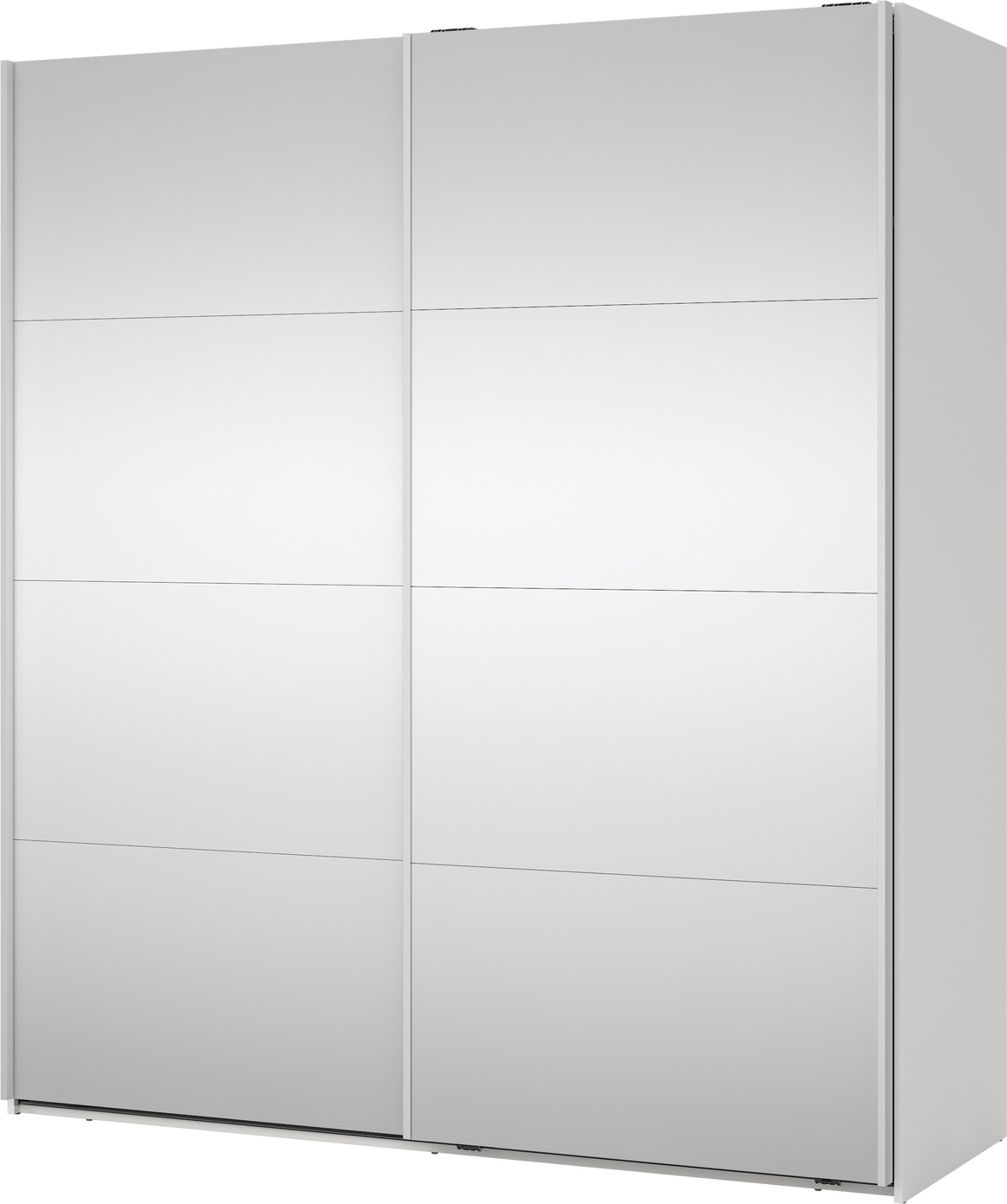Garderobeskab Vesterholm Arden, 2 skydedøre med fuldlængde-spejle, hvidt spejl, H200×B179×D67 cm