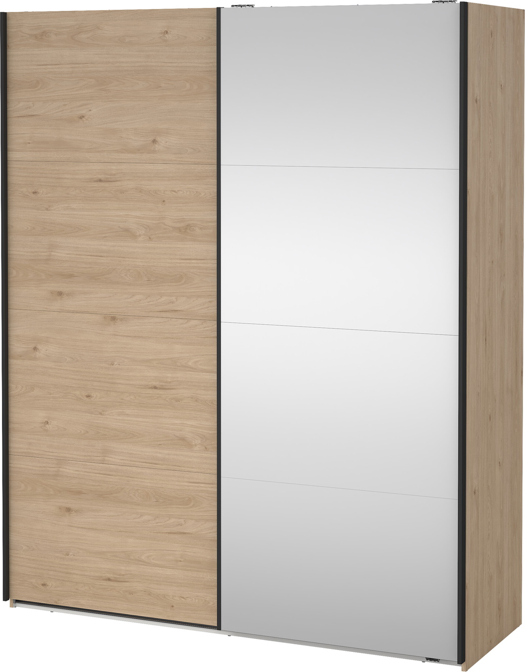 Garderobeskab Vesterholm Arden - 1 skydedør 1 spejldør, Jackson Hickory, H220×B178×D66 cm