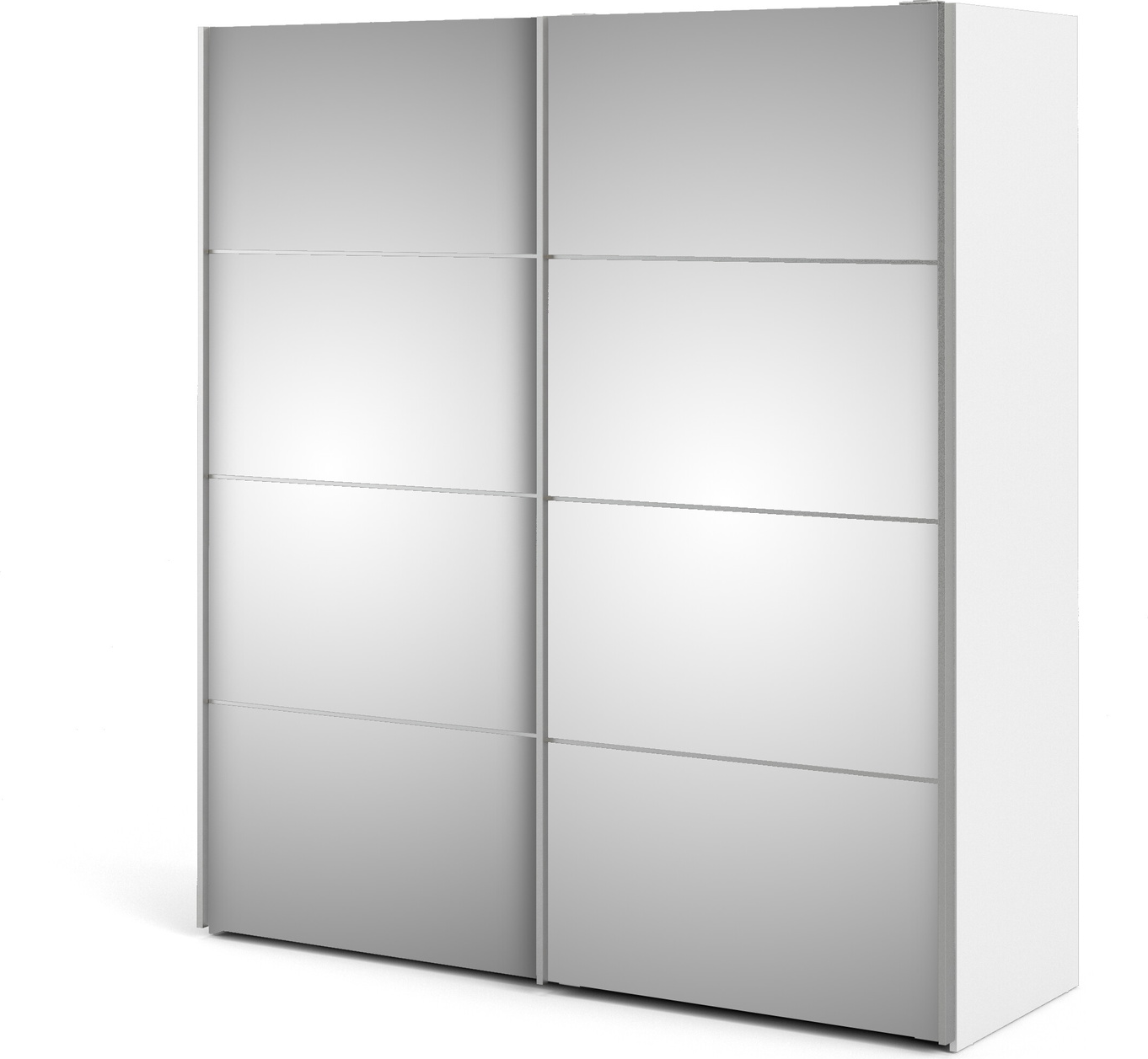 Garderobeskab Vesterholm Arv 2 skydedøre med spejl, hvid, vægmonteret, H201,5×B182,4×D64 cm, spånplade, danskproduceret