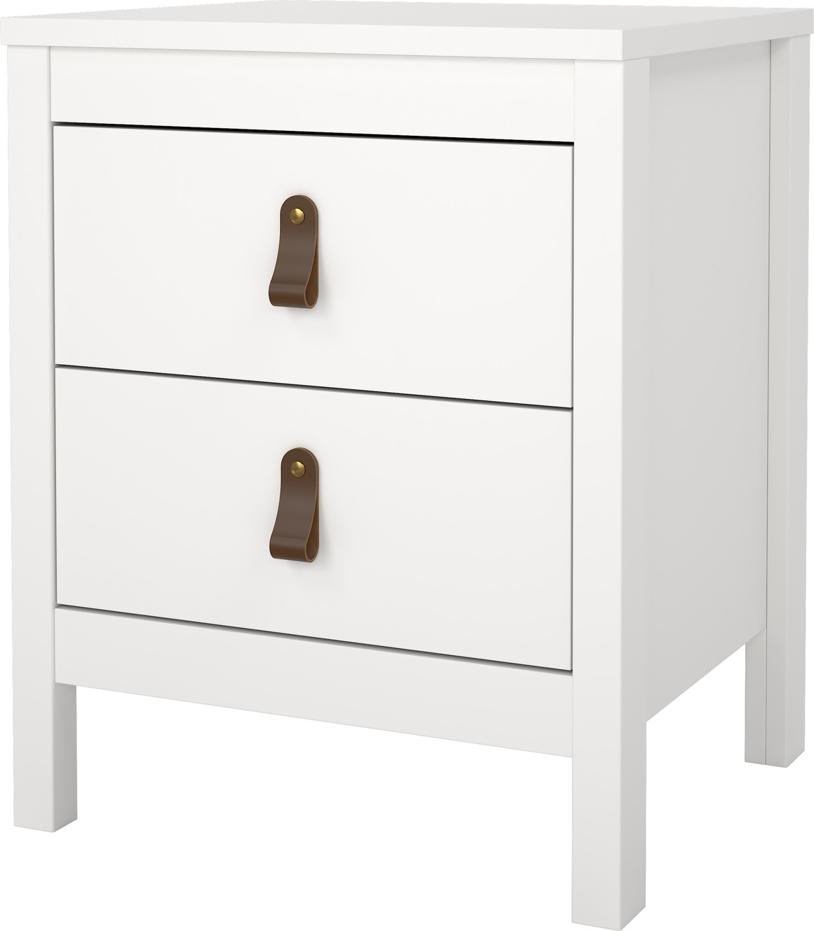 Sengebord Vesterholm Lunor natbord 2 skuffer hvid FSC-certificeret træ dansk håndværk H54xB44xD38 cm