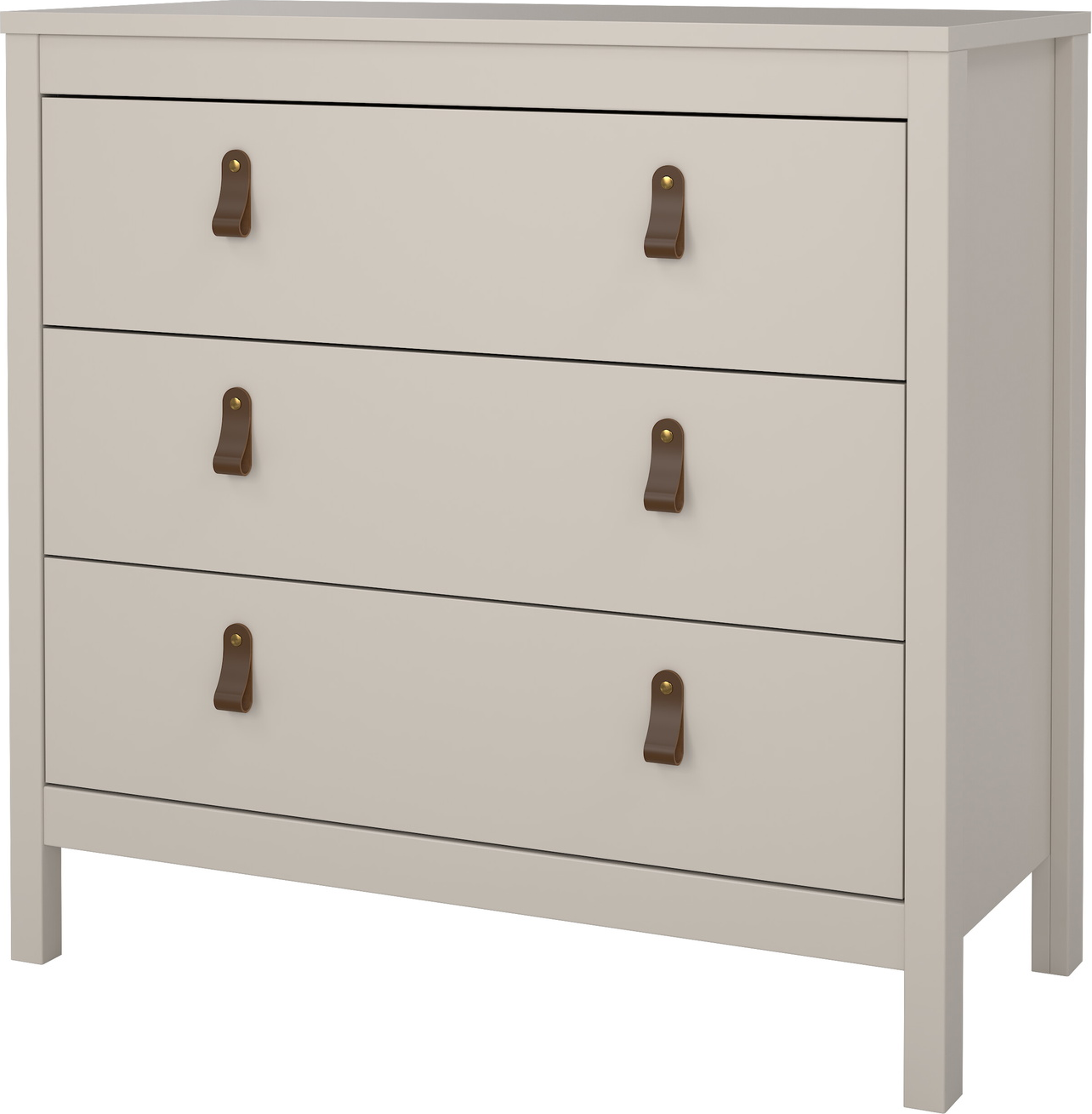 Kommode Vesterholm Lunor 3 skuffer Kashmir vægmonteret FSC læder/metal greb anti-vælte