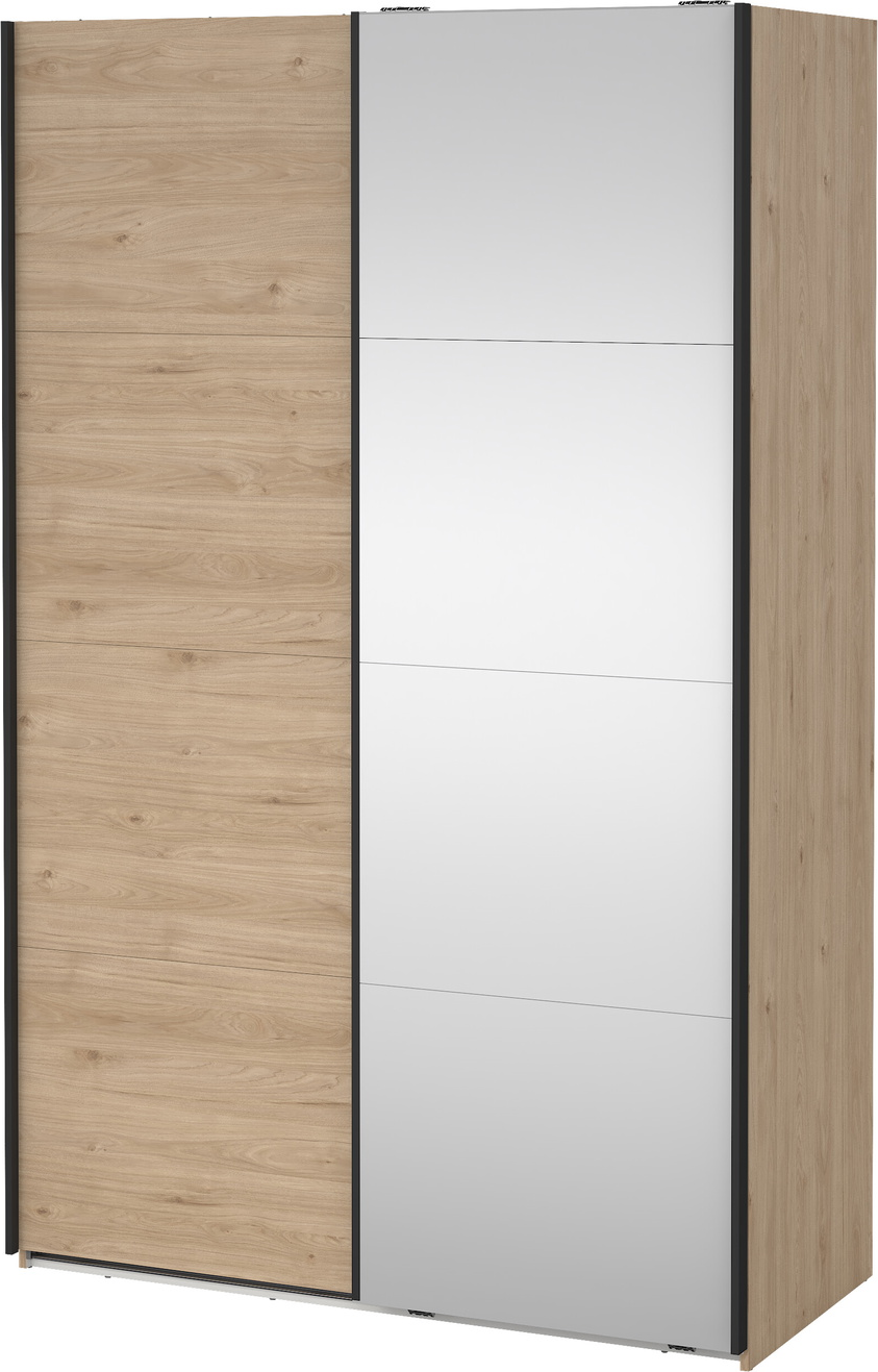 Garderobeskab Vesterholm Arden 2 skydedøre 1 spejldør Jackson Hickory H220xB138xD66 cm