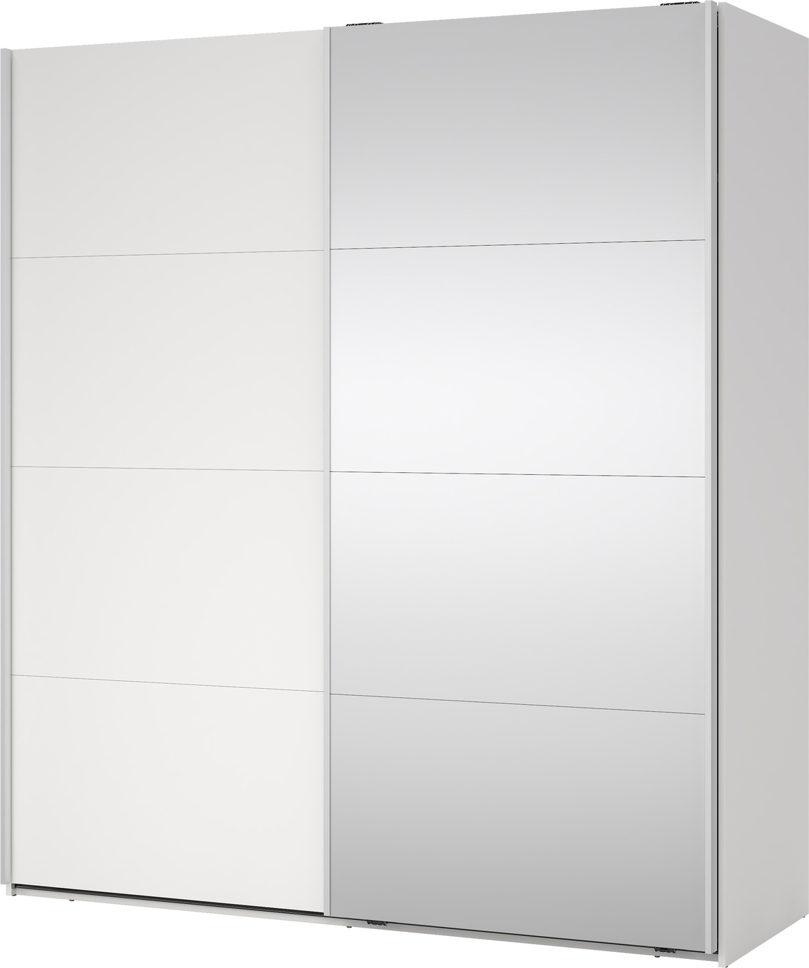 Garderobeskab Vesterholm Arden, 2 skydedøre 1 med spejl, hvidt spejl, H200×B178×D67 cm