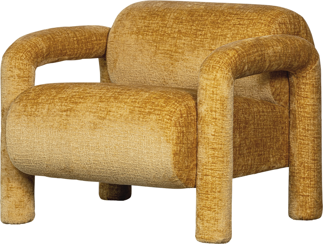 Loungestol lænestol WOOOD Exclusive Lenny fløjl gylden - H65×B76×D82 cm
