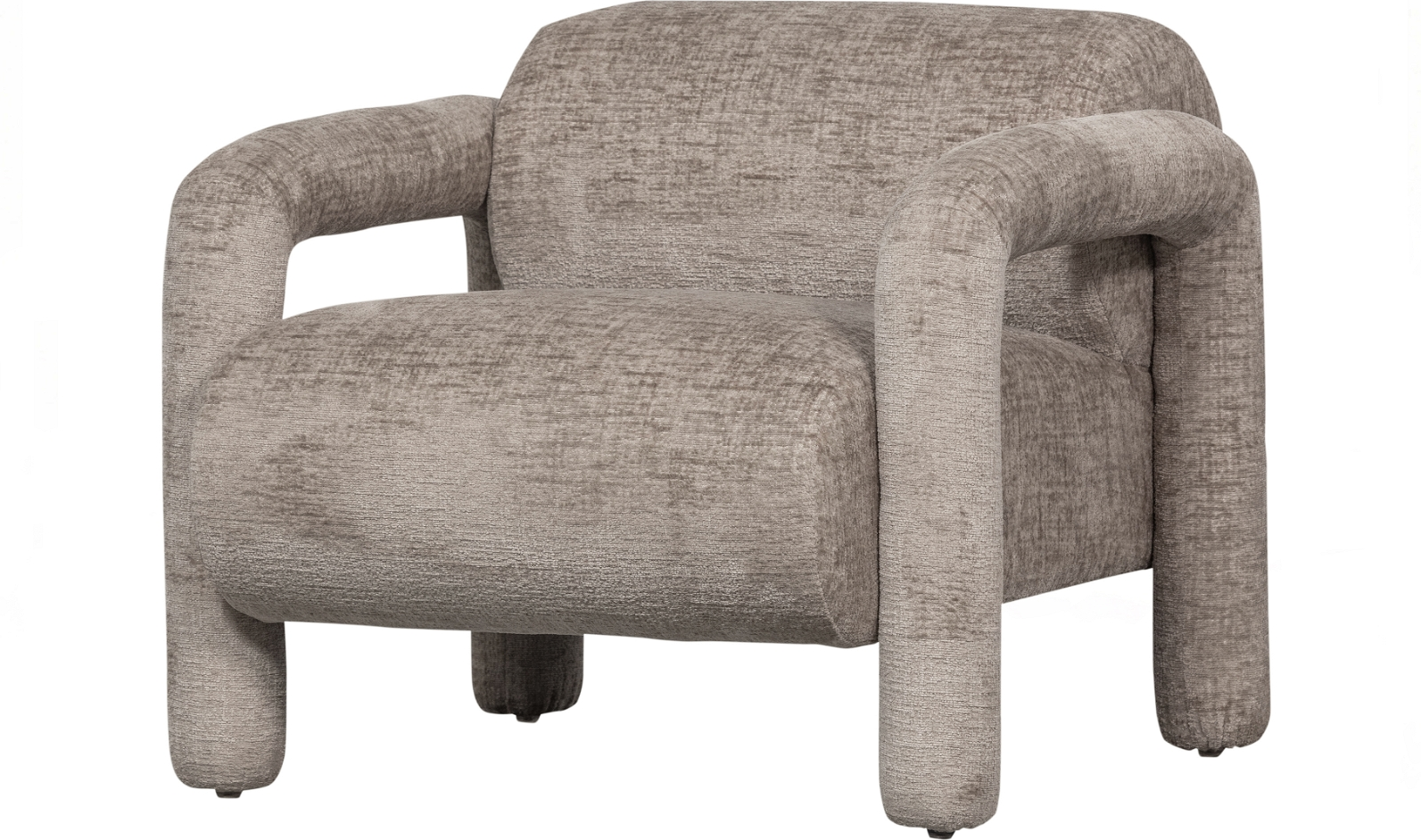 Loungestol Lenny fra WOOOD Exclusive - sandfarvet fløjlslænestol i 100 % polyester