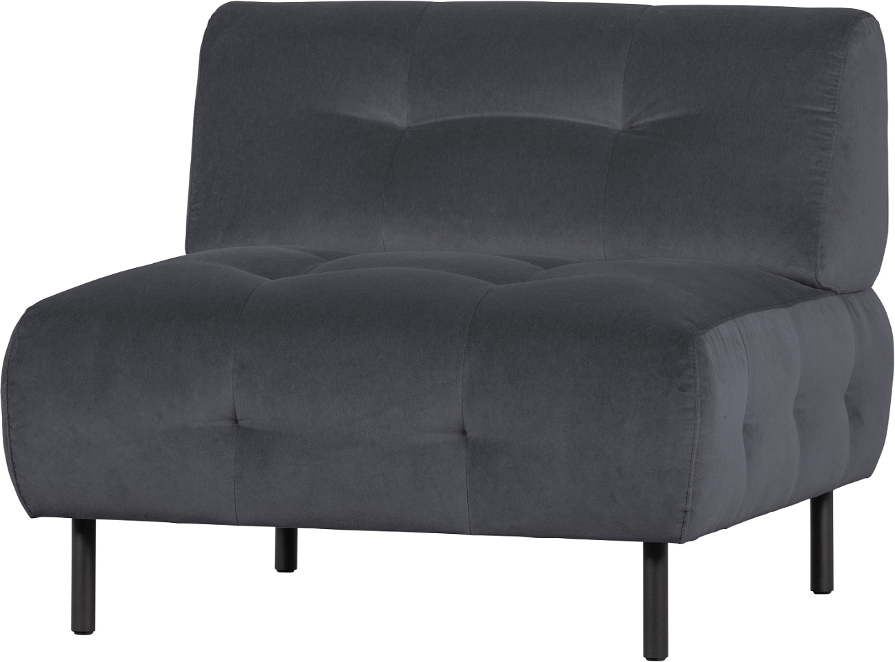 Loungestol WOOOD Exclusive Lloyd Loma fløjl mørkegrå med quiltet ryg og sæde