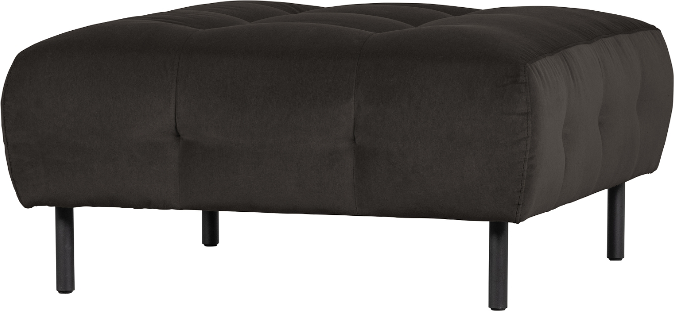 Stuepuf WOOOD Exclusive Lloyd i grå fløjl - Ø90 x H45 cm | Puf i polyester/bomuld