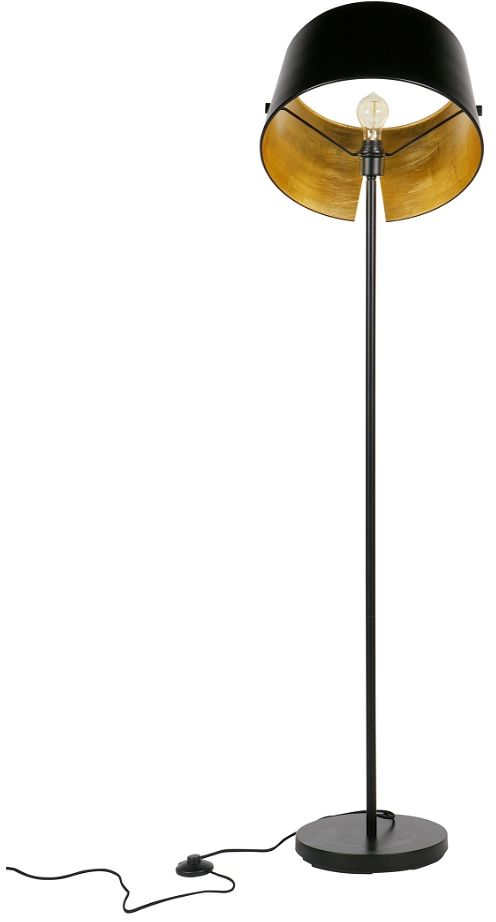 Gulvlampe WOOOD Exclusive Pien - sort metal med messing, justerbar skærm, H145ר40 cm