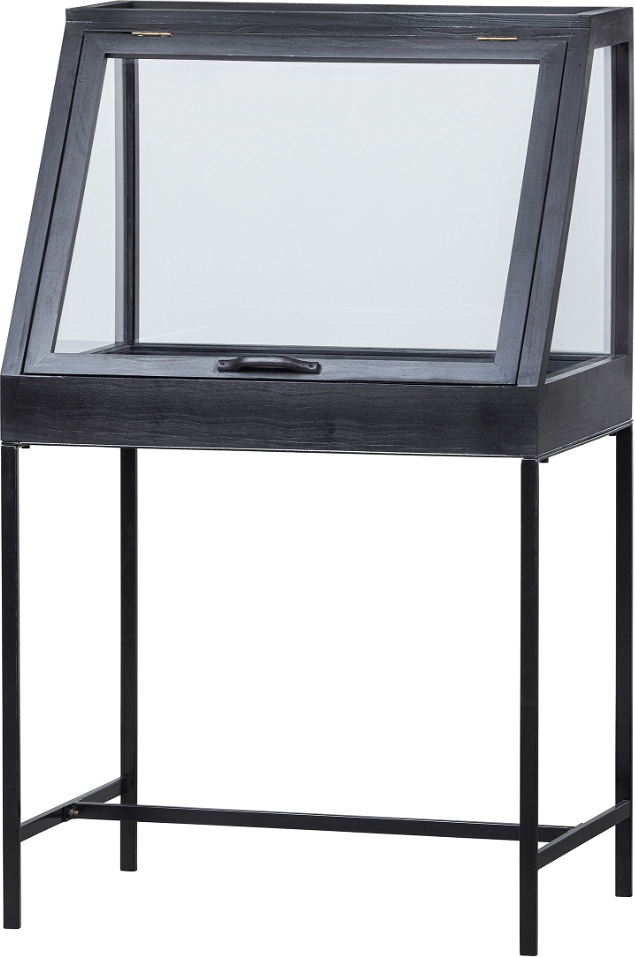 Displayskab WOOOD Exclusive Dido i sort træ med sikkerhedsglas H109×B65×D45 cm