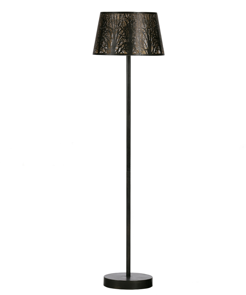 Gulvlampe WOOOD Exclusive Keto - antik sort/messing i jern, H161 cm med E27-fatning