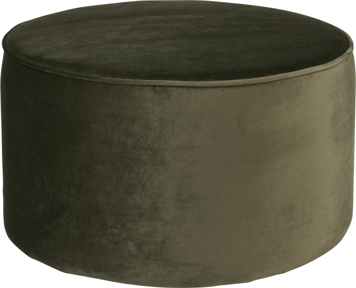 Puf/fodskammel WOOOD Sara mørkegrøn fløjl Jarra Ø60 x H36 cm