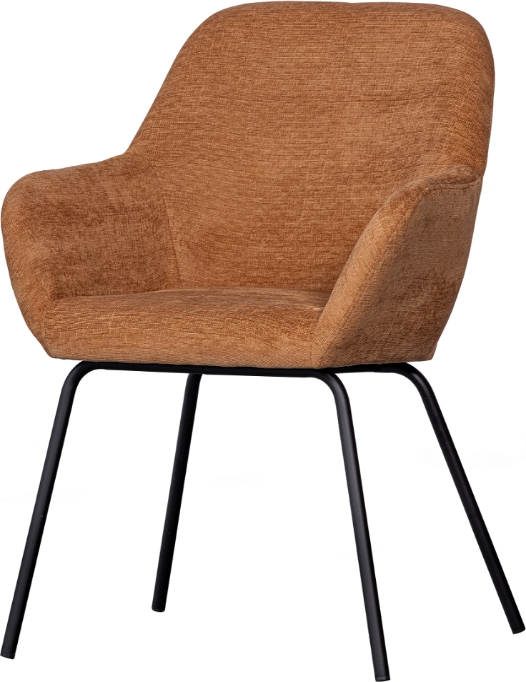 Spisebordsstol Vos fra WOOOD med armlæn - lysebrun chenille i genbrugspolyester