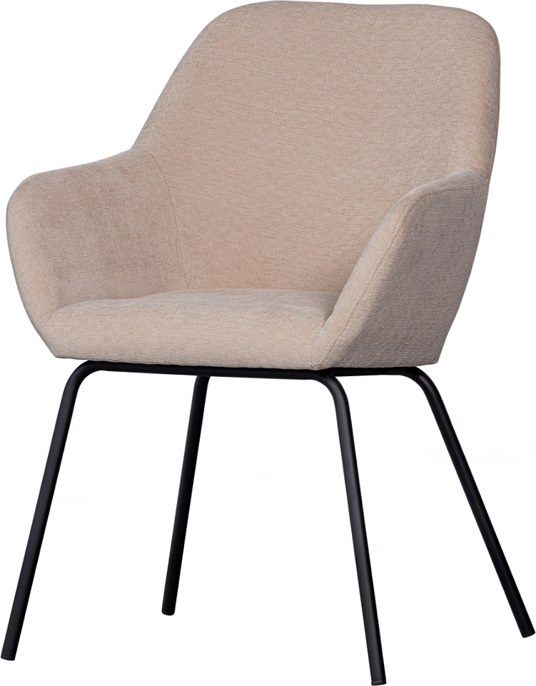 WOOOD Vos spisebordsstol med armlæn - sandfarvet chenille polyester, bæredygtig