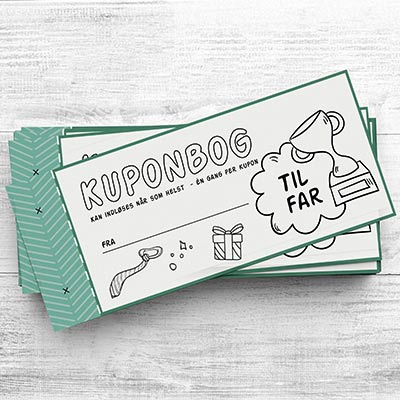 Gavekort til far - lad børnene selv udfylde og farvelægge