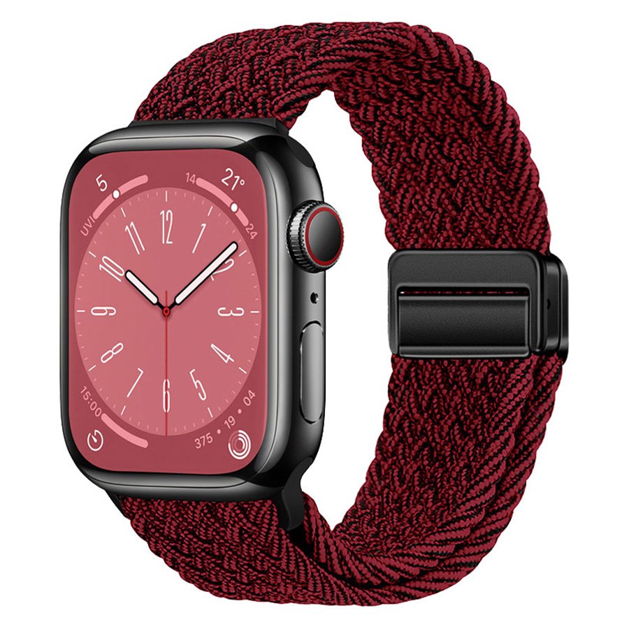 Lippa Apple Watch Nylon Rem inkl. Magnetisk Lås 42/44/45/46/49 mm, Rød