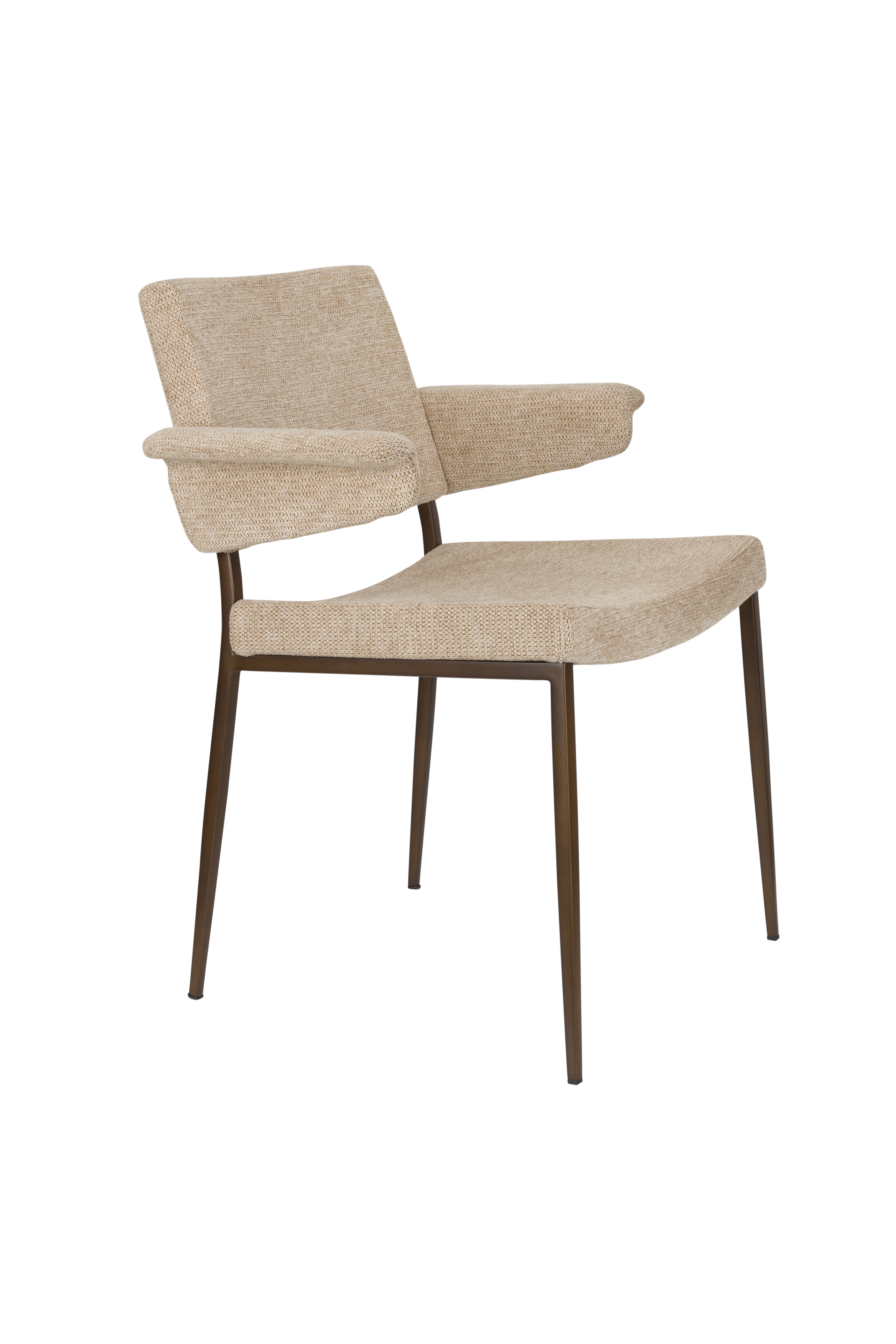 DUTCHBONE Portland spisebordsstol, m. armlæn - beige polyester og antik finish metal