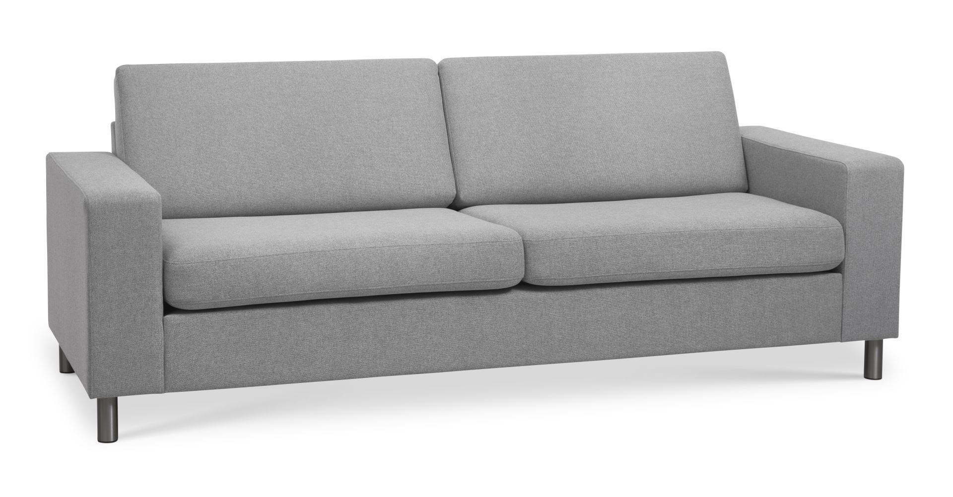 Pan 2,5 pers. sofa - grå polyester stof og børstet aluminium