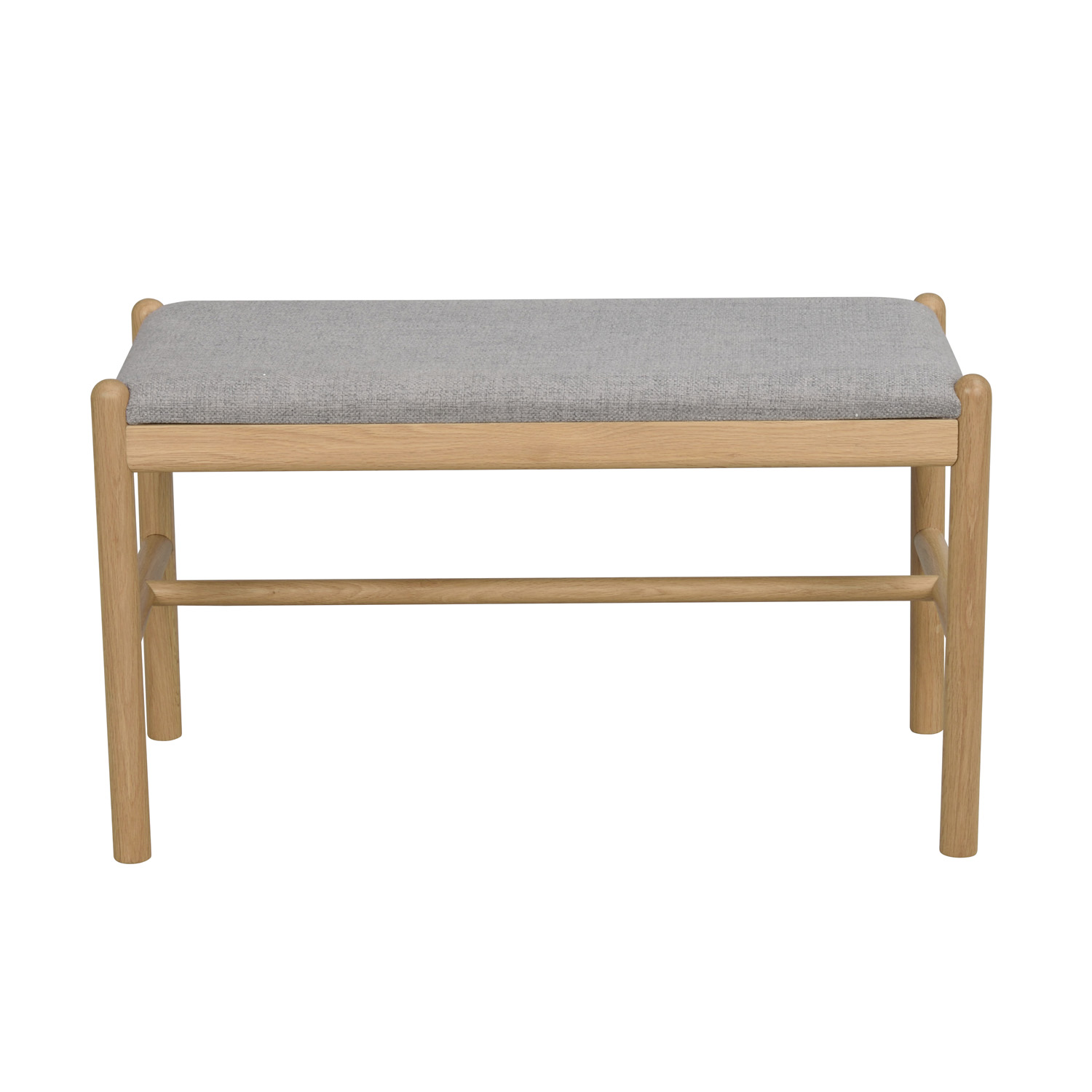 ROWICO rektangulær Milford bænk - grå polyester og natur eg (80x40)