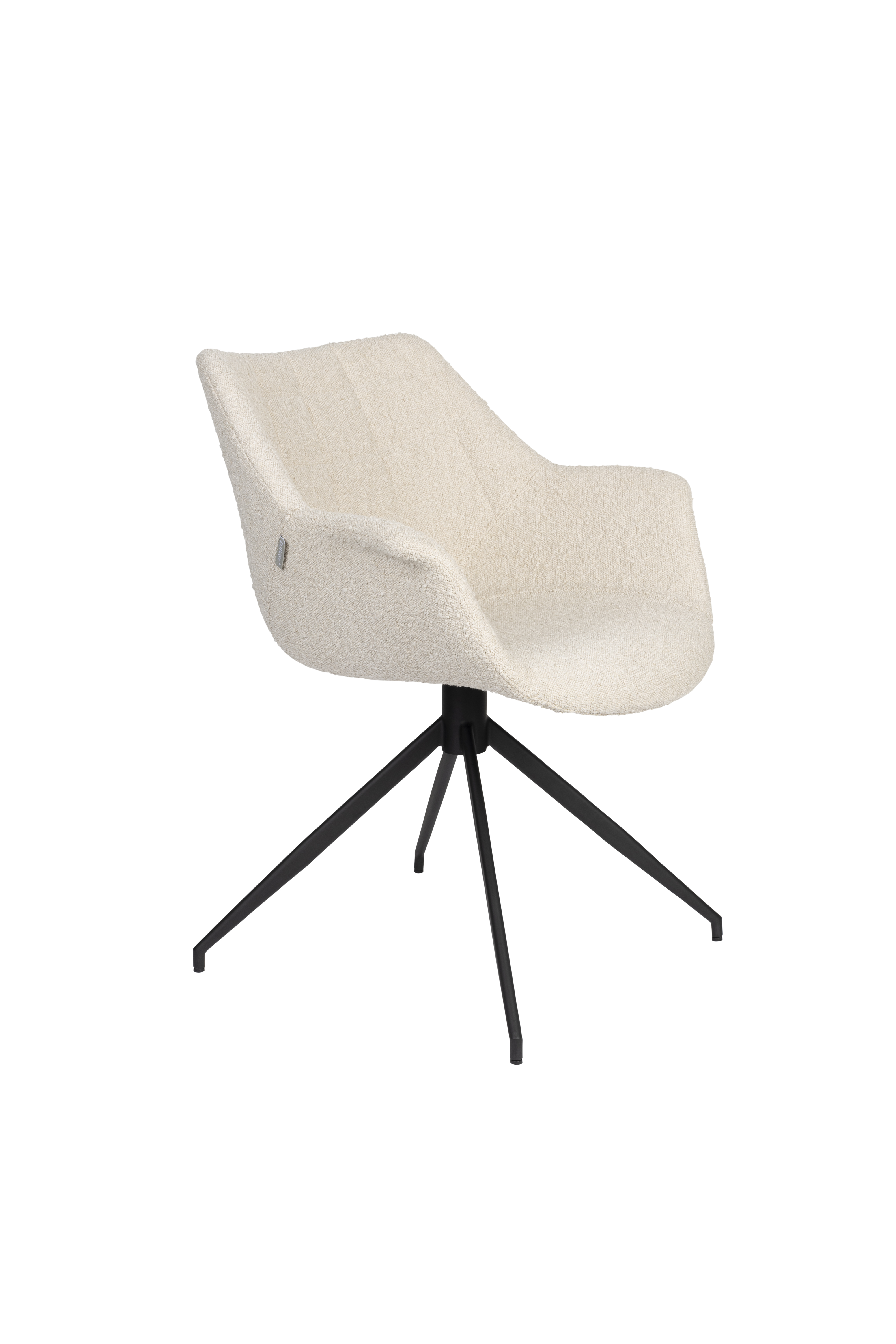ZUIVER Doulton Swivel drejestol, m. armlæn - natur polyakryl/polyester og sort stål