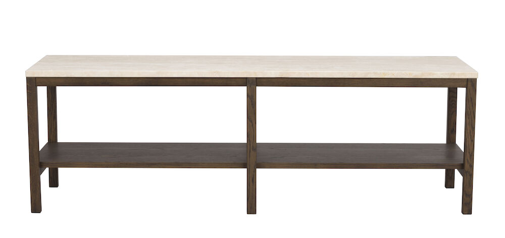 ROWICO Orwel konsolbord, m. hylde - beige travertin og brun eg (140x40)
