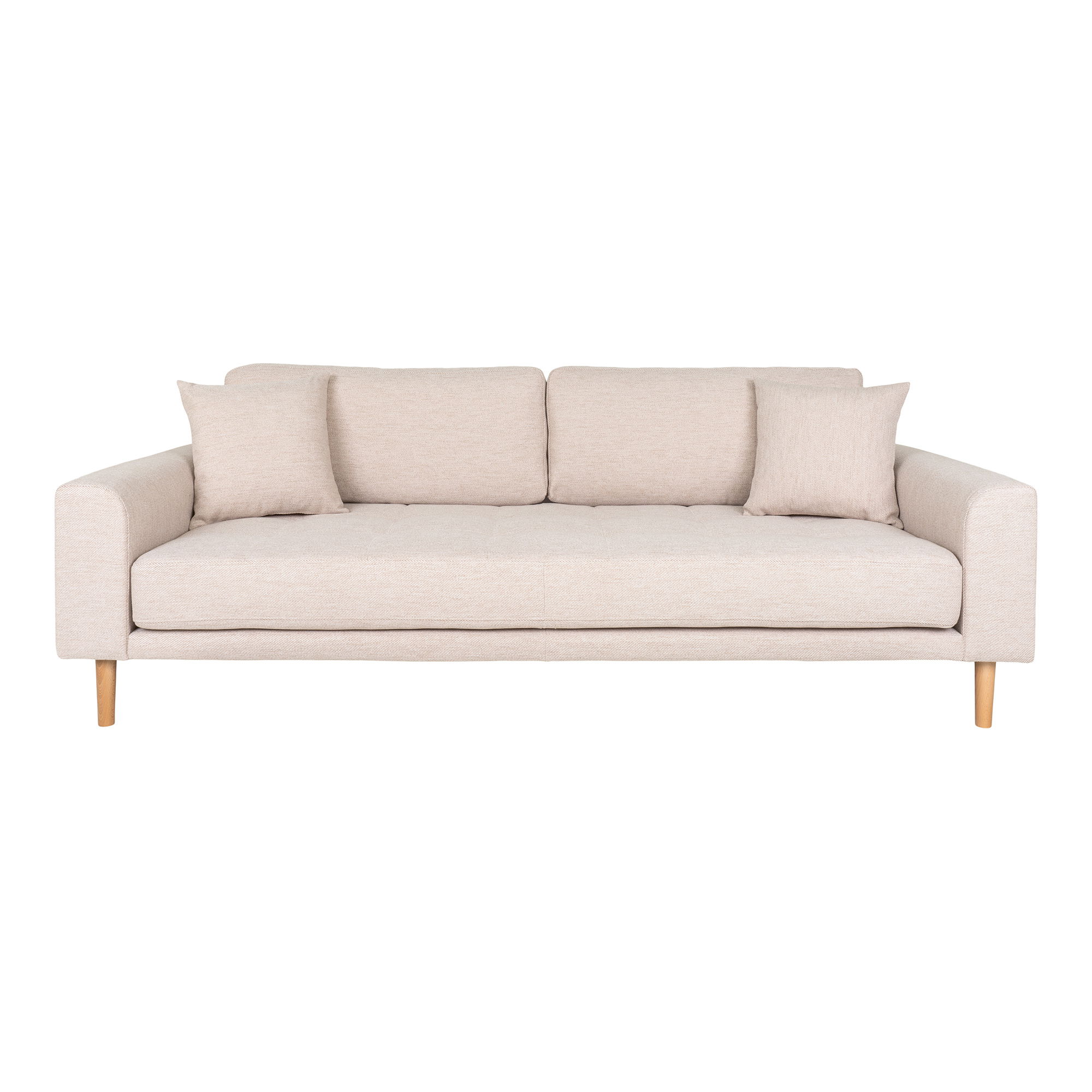 HOUSE NORDIC Lido 3 pers. sofa, m. 2 puder - sand polyester og natur bøg