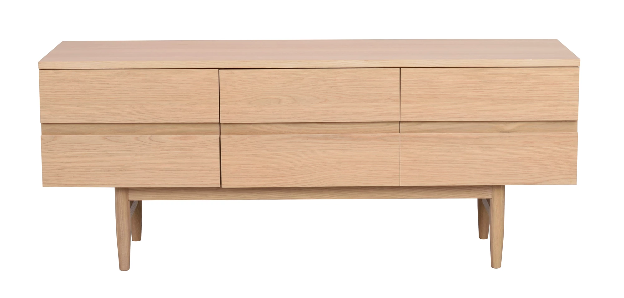 ROWICO Moresby TV-bord, m. 3 låger - hvidpigmenteret egefinér og eg (135x40)