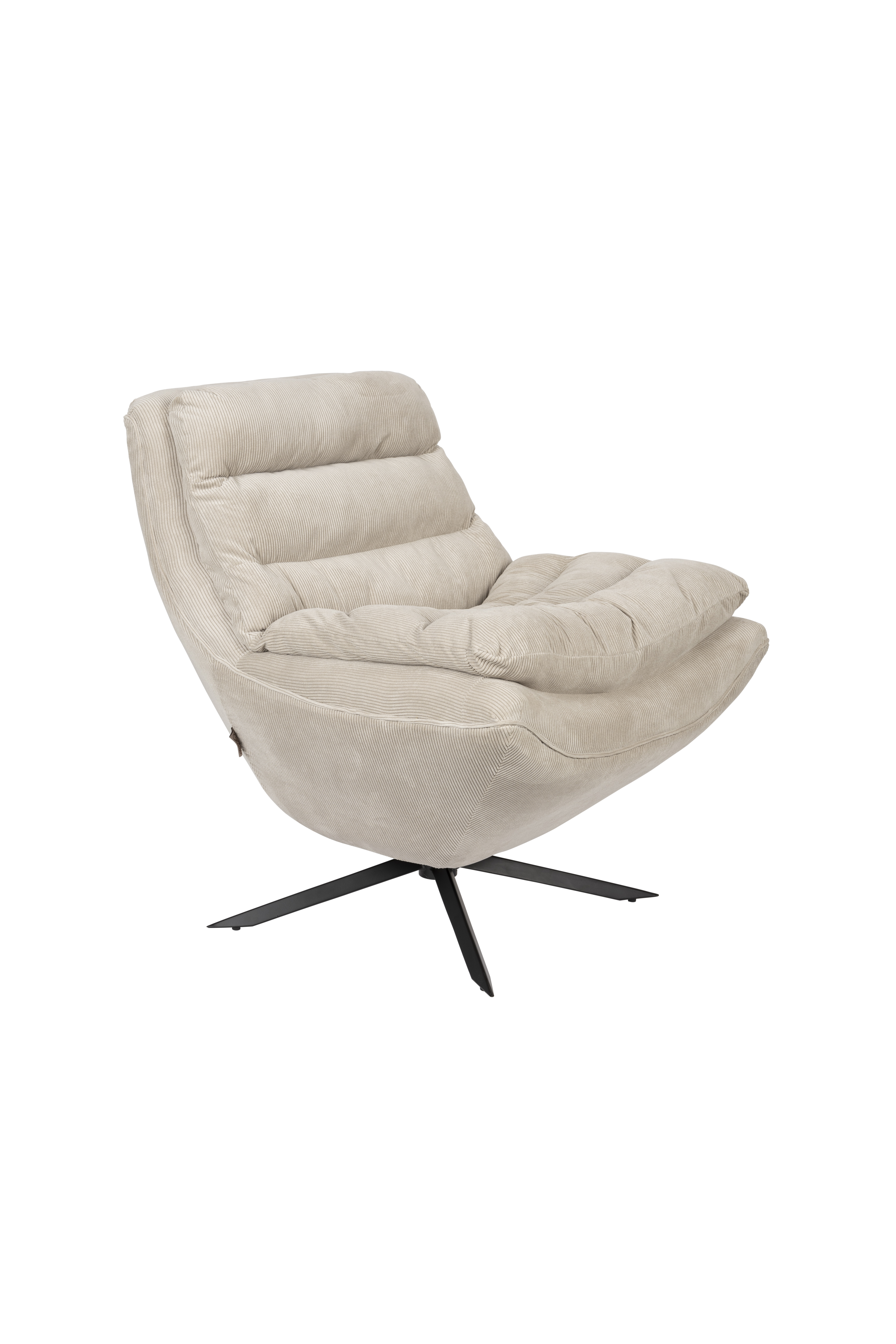 DUTCHBONE Vince loungestol - beige fløjl stof og sort jern