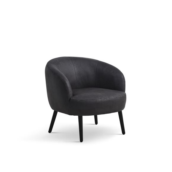 Conrad loungestol, m. armlæn - onyx sort micro læder bull og sort træ