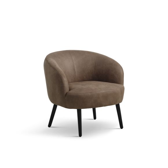 Conrad loungestol, m. armlæn - mandel micro læder bull og sort træ