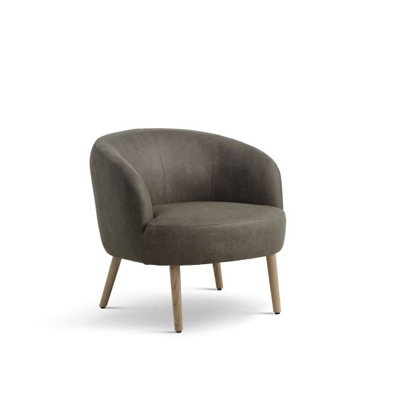 Conrad loungestol, m. armlæn - skovgrøn micro læder bull og natur træ