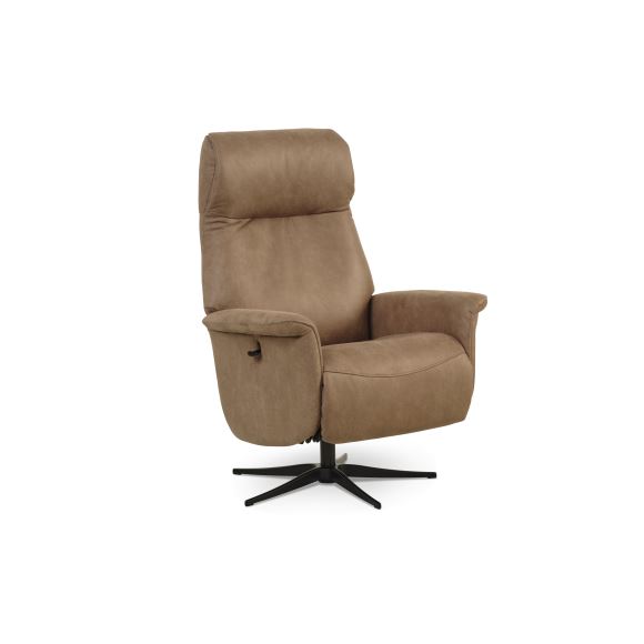 Tristan recliner stol, manuel, m. vippefunktion, fodskammel og armlæn - mandel mikro læder bull