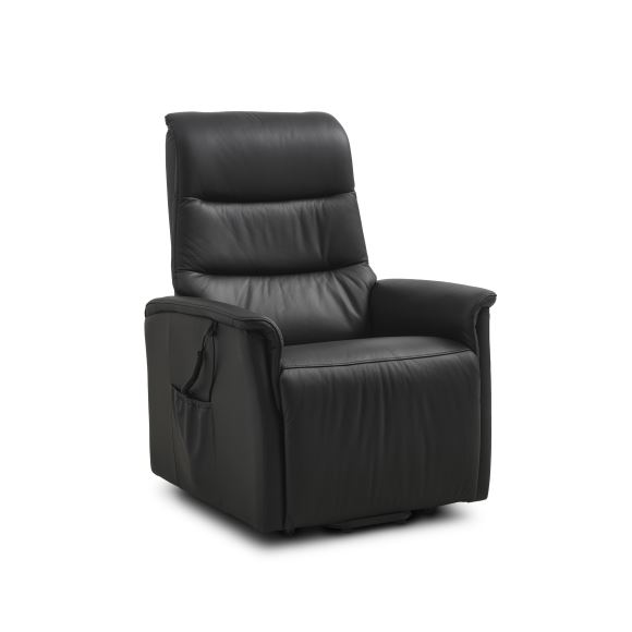 Max recliner stol, m. 2 motorer, sædeløft, vippefunktion, fodskammel og armlæn - sort læder/PVC