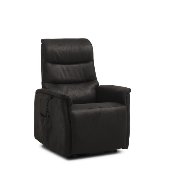 Max recliner stol, m. 2 motorer, sædeløft, vippefunktion, fodskammel, armlæn - onyx sort micro læder