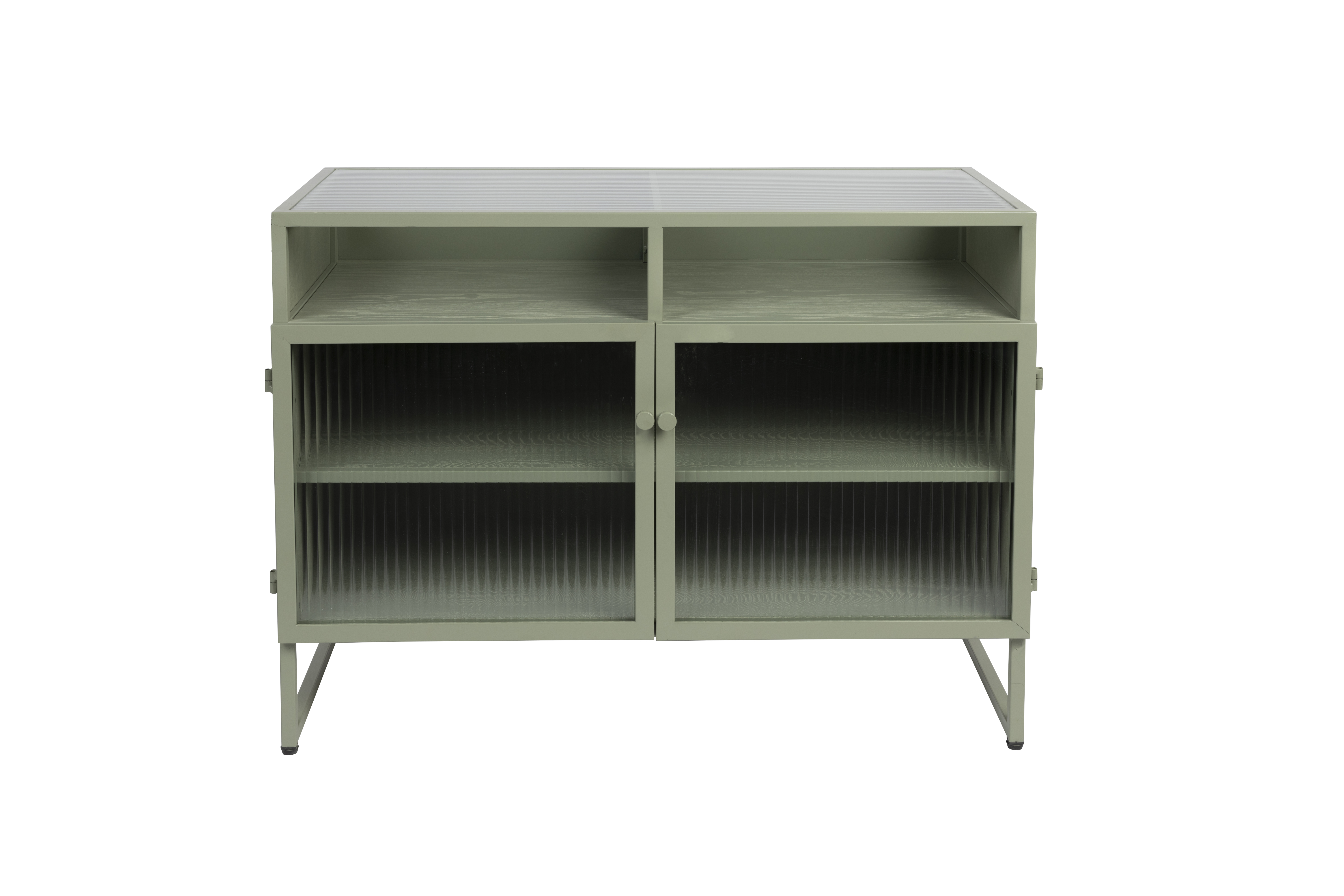 WHITE LABEL LIVING Herbe Medium skab, m. 2 låger og hylder - lysegrøn MDF/metal